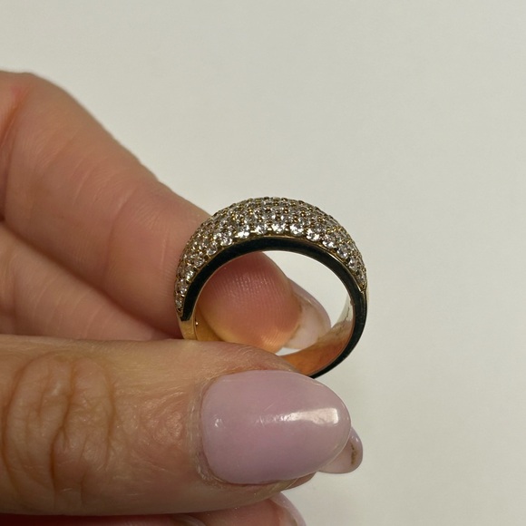 Pave White CZ Yellow Sterling Silver Half Eternity Band Size # 7 - Picture 8 of 8